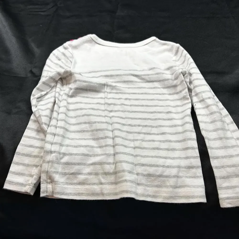 Carter’s‎ Girls Shirt 4T White Grey Pink Long Sleeve EUC